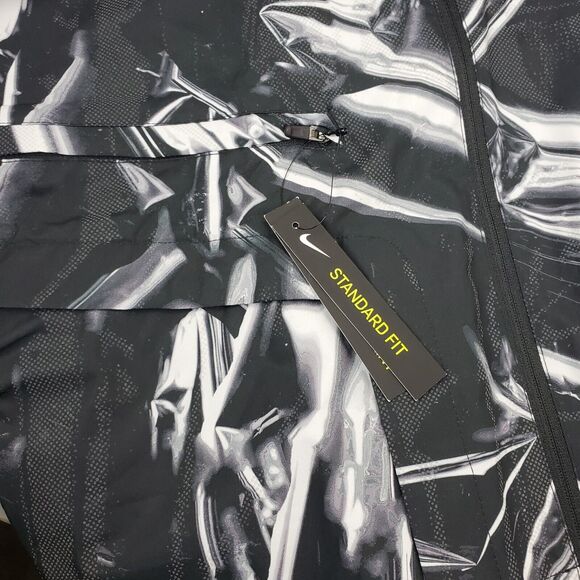 NIKE Jacket Womens Small Black SHIELD FLASH REFLECTIVE Windbreaker Geometric - Picture 8 of 9